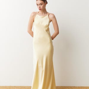 Open back evening dress Maxi gown Butter yellow satin dress Brautjungfernkleid Birthday party dress Formal women dress evening Milena dress