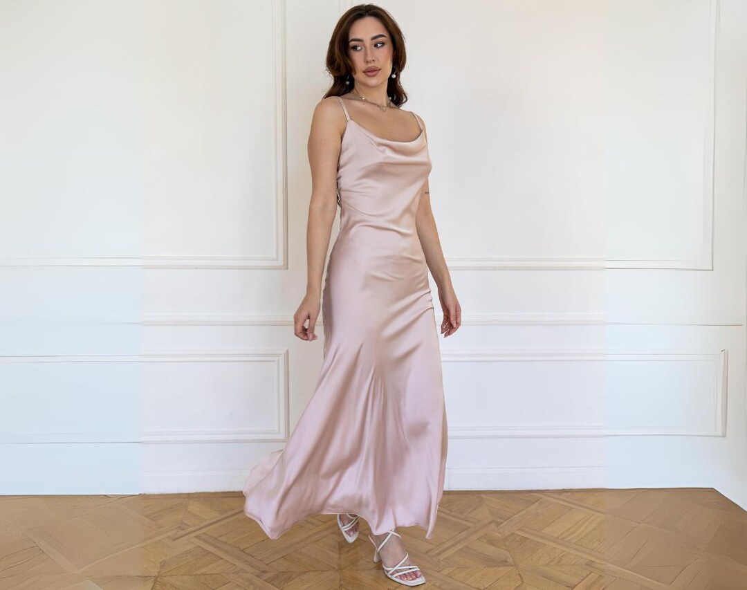 silk slip dress champagne Dani Slip Dress ~ Champagne Luxe Satin S