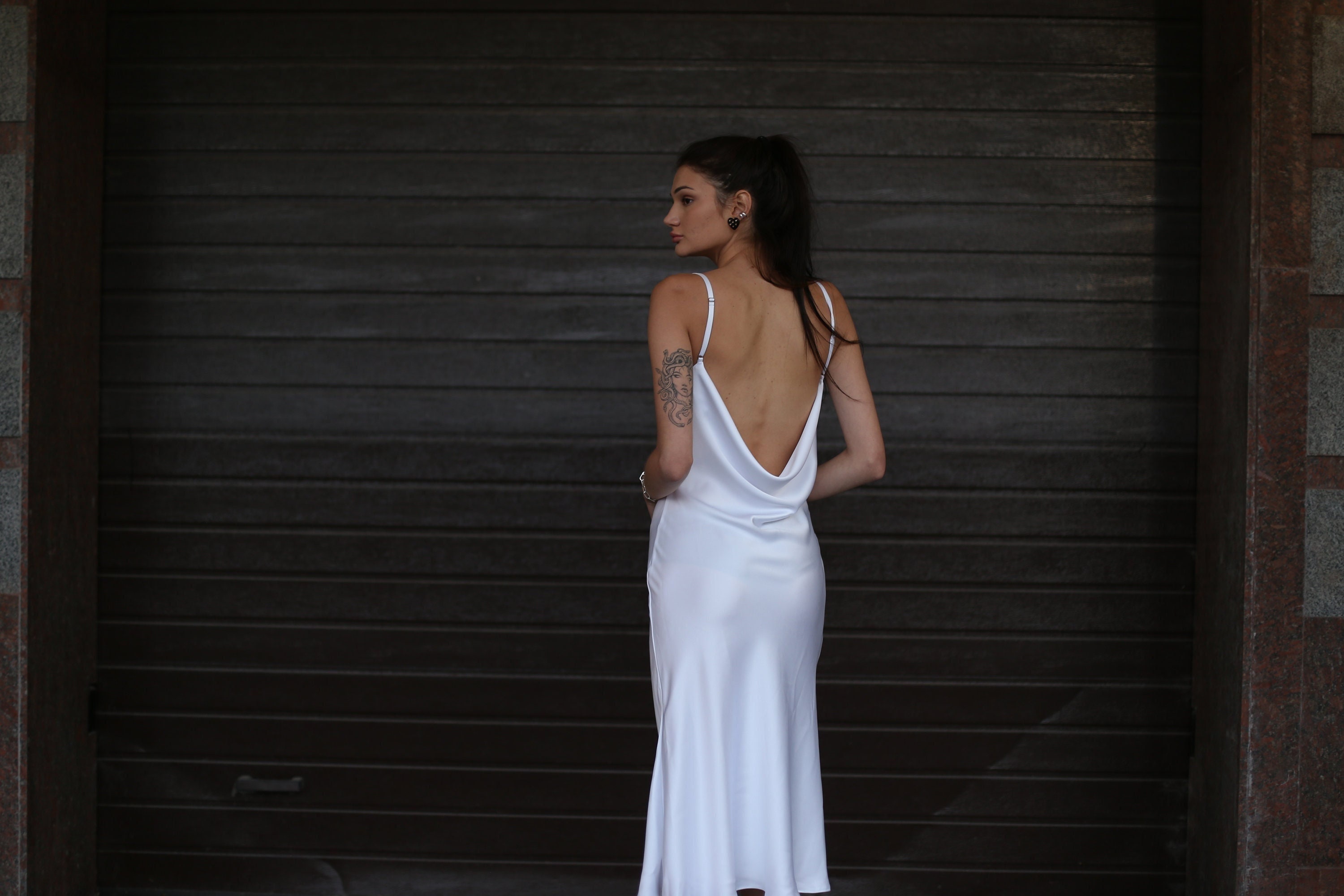 Lauren Dress Elopement Dress With Low Back Cowl Neck White - Etsy