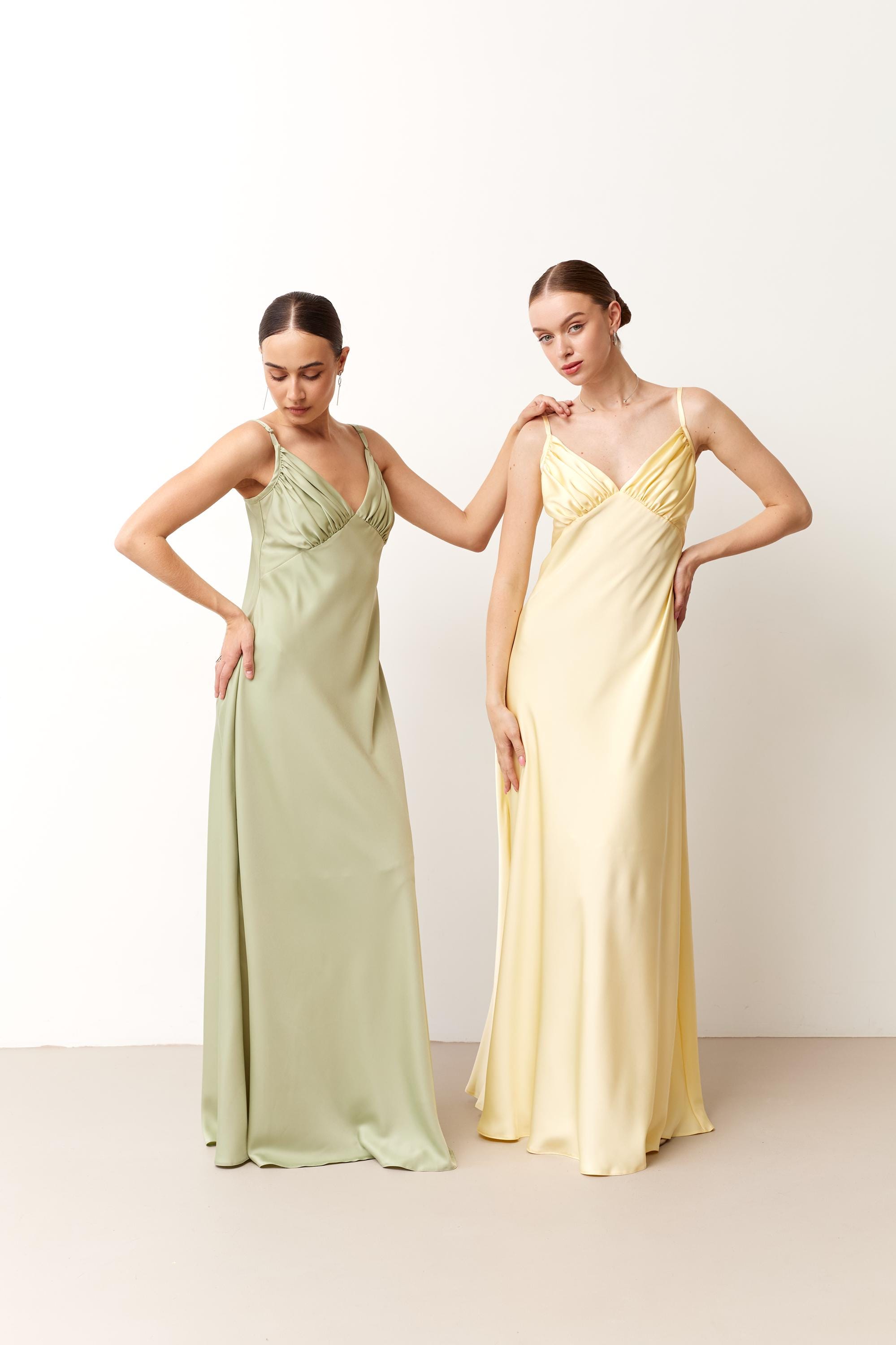 yellow maxi dress with slit Soleil