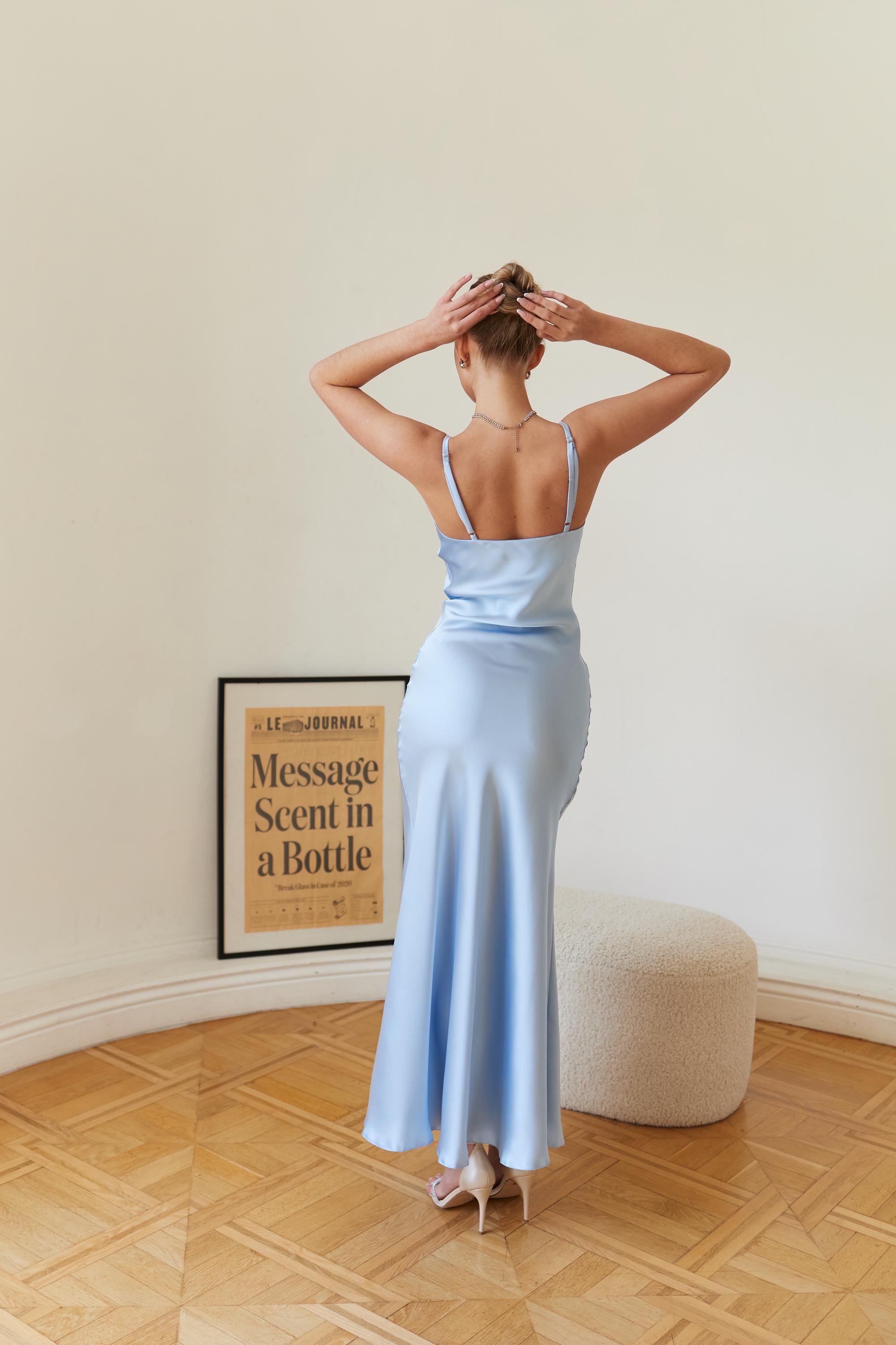 Light Blue satin dress Summer satin dress Blue bridesmaid slip dress Homecoming dress Bias slip dress Sky blye dress Kelly dress