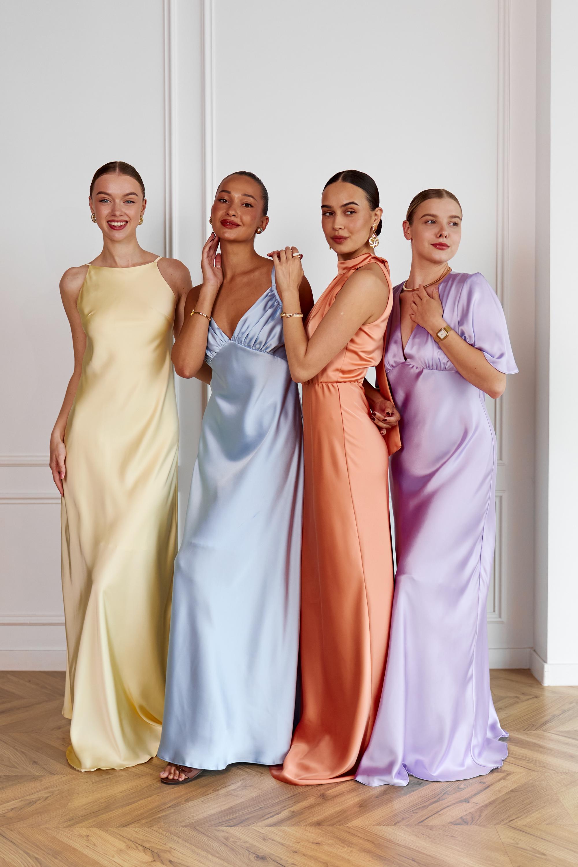Pastel bridesmaid dress Rainbow color dress Satin dresses Bridesmaids dresses Prom dress maxi Formal dress long Bridesmaid's dress autumn