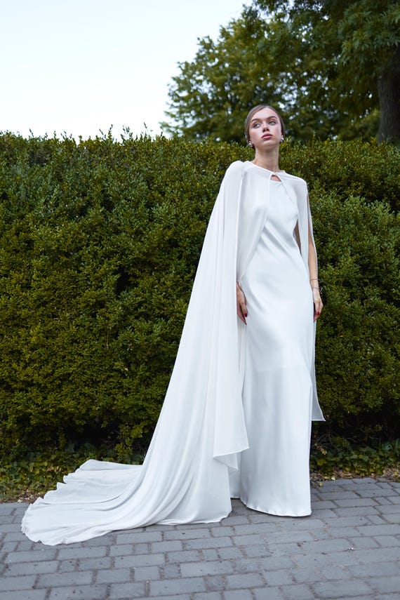 Bridal cape chiffon Wedding cape long Bridal bolero shawl White cape Bridal topper Wedding ivory capelet Cathedral ceremony cape Bridal cape chiffon Wedding cape long Bridal bolero shawl White cape Bridal topper Wedding ivory capelet Cathedral ceremony cape