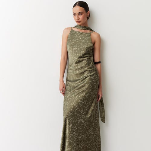 princesspolly green dress Lola Dress w. Scarf main image 0