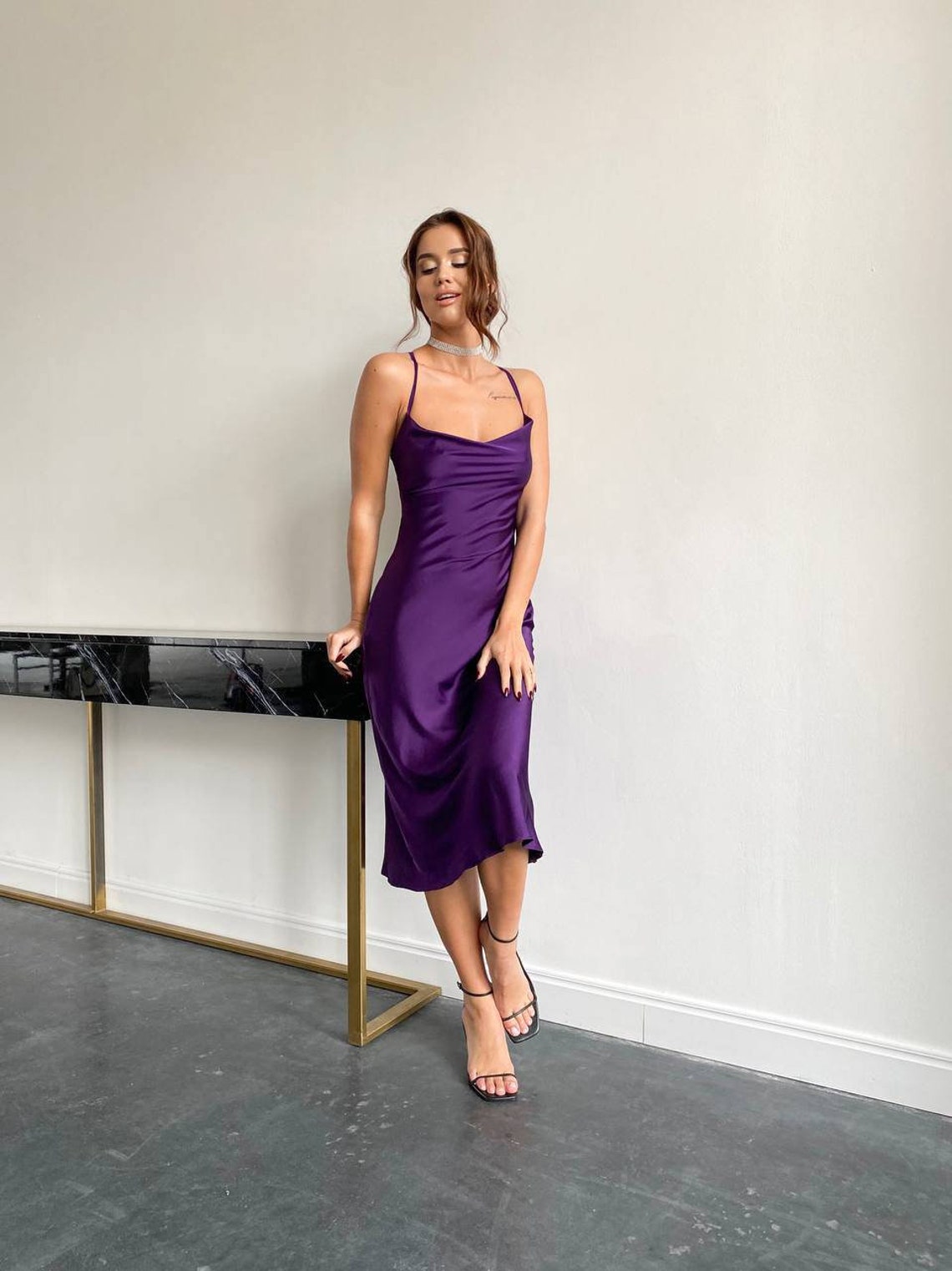 strapless silk slip dress