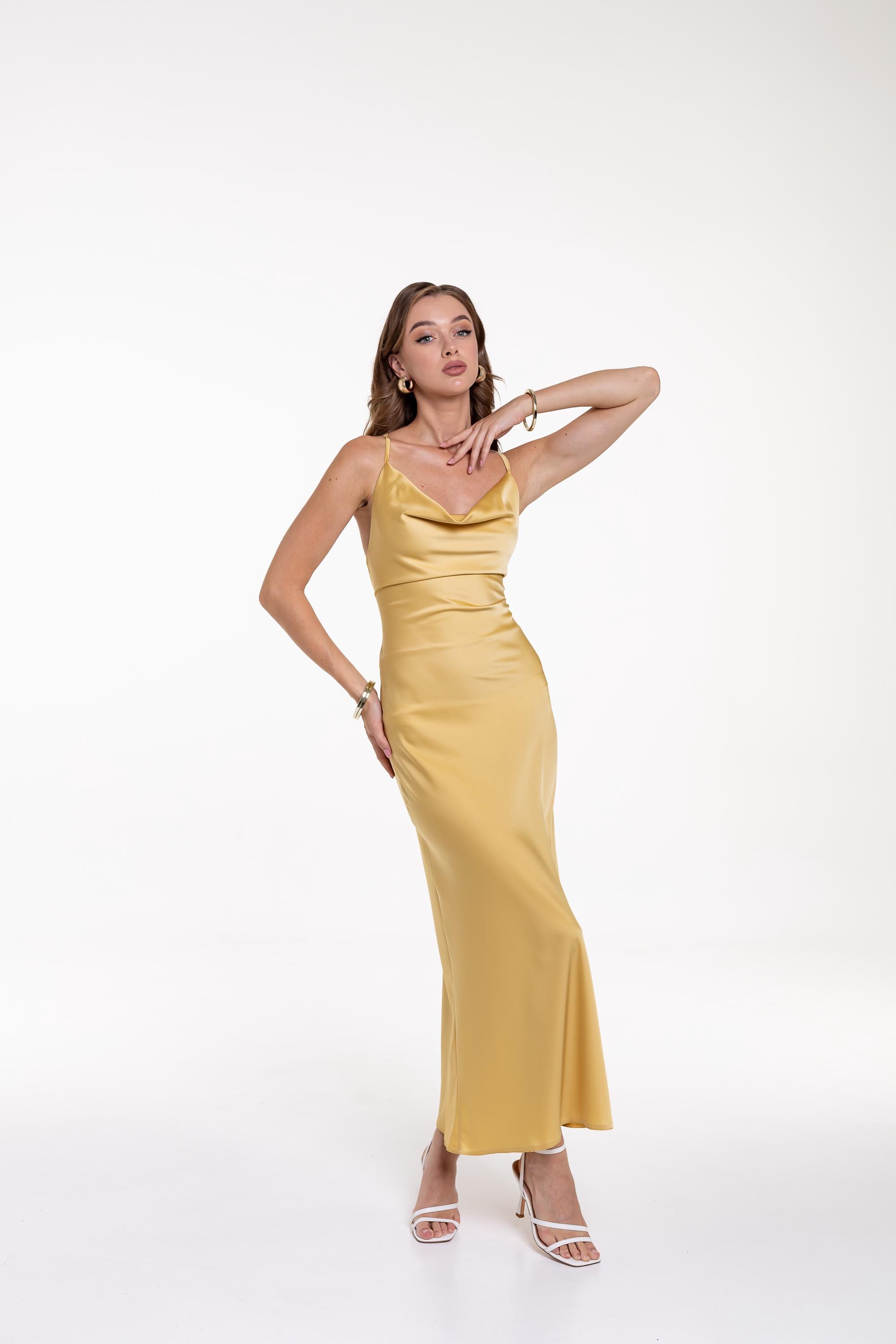knee length dresses for ladies Pastel Yellow Floral Slip Midi Dress – Gabi Swimwear main image 1