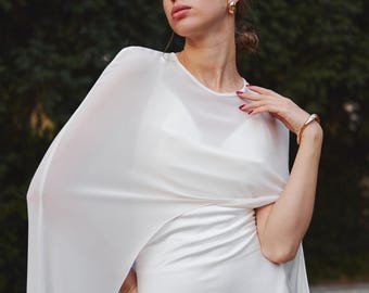 ウェディングシフォンケープ、ロングケープレットブライダル