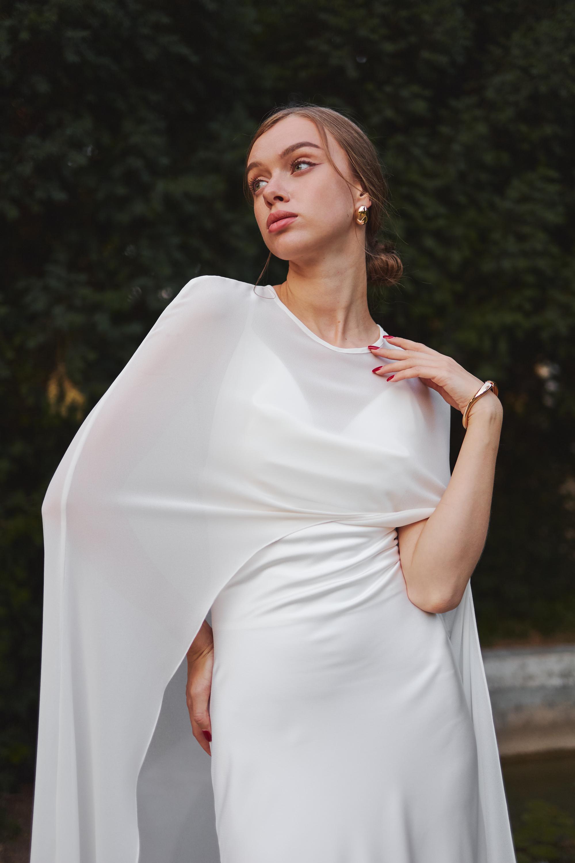 chiffon cape overlay dress Chiffon Cape Overlay Sheath Dress