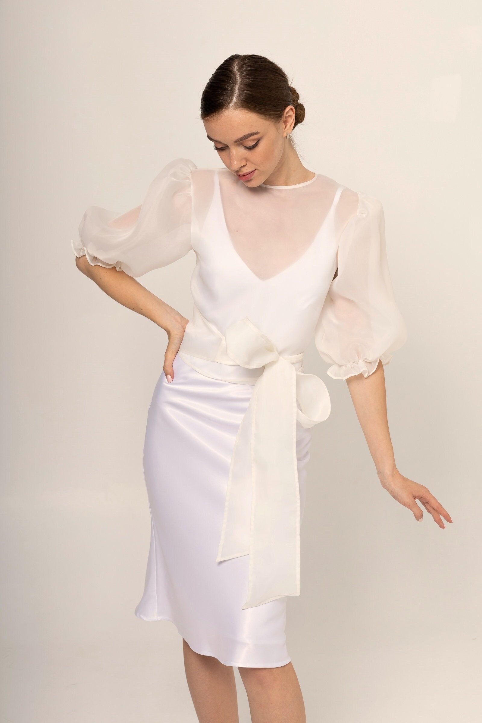 White dress hot sale with sheer overlay