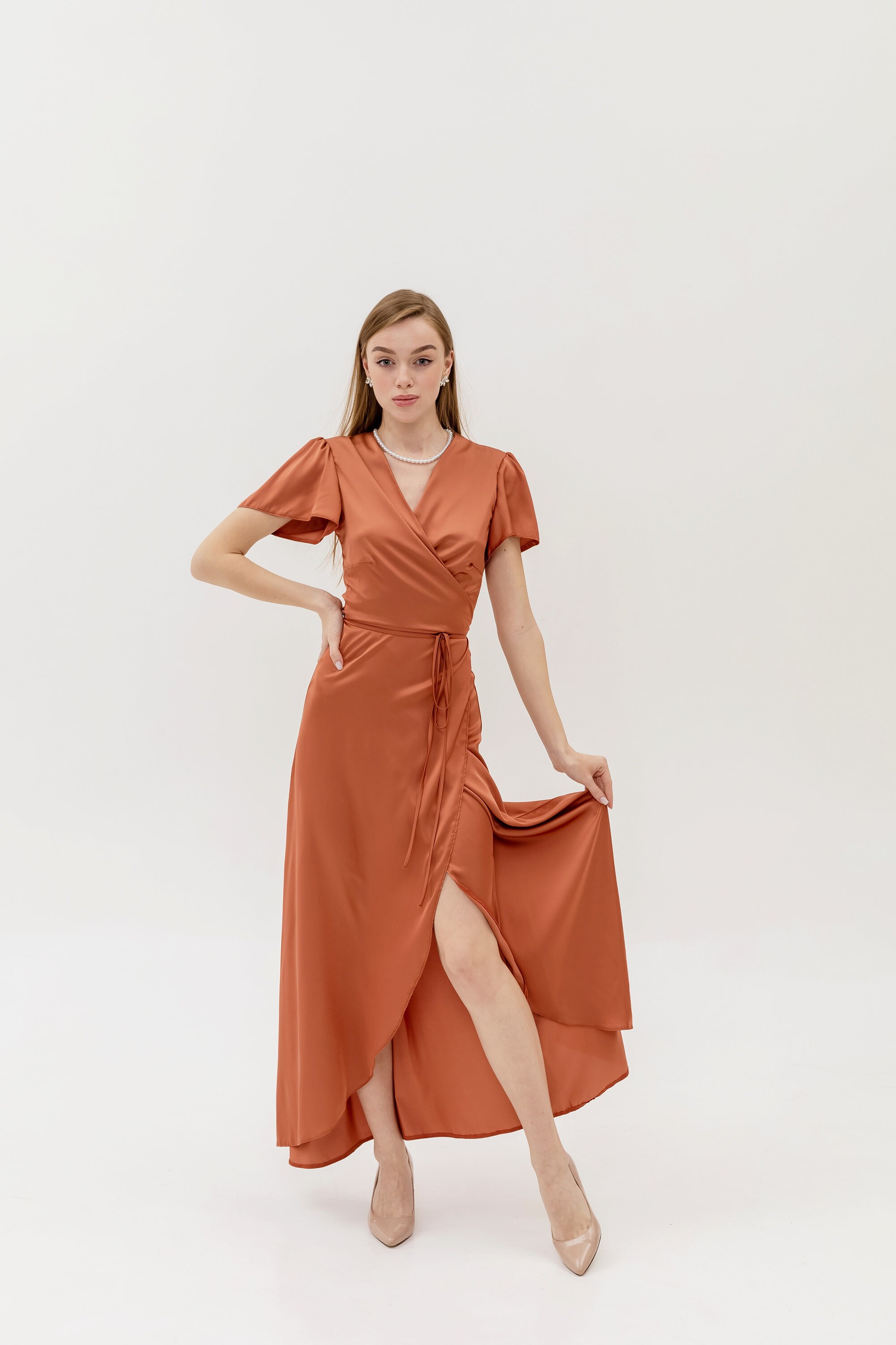 Velvet Wrap Copper Wrap Dress Womens Wrap Linen Dress CLEO, Kimono Robe Style Wrap Midi Dress, Velvet Wrap Copper Wrap Dress Womens Wrap Linen Dress CLEO, Kimono Robe Style Wrap Midi Dress,