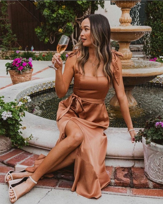 Rust coloured sales midi dress