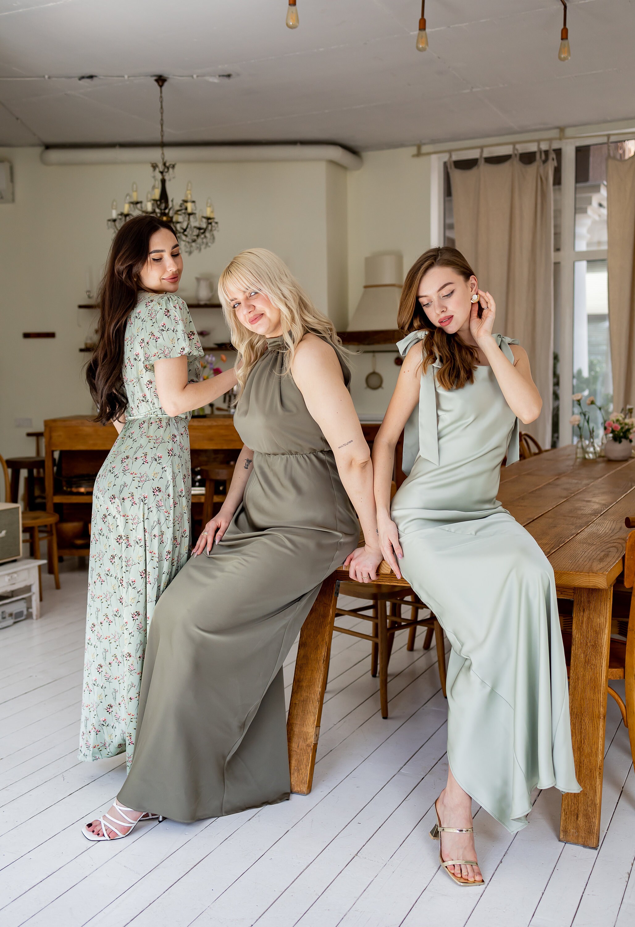 green floral bridesmaid dresses ZAPAKA Women Green Floral Bridesmaid Dress with Ruffles A Line Corset Printed Long Wedding Guest Dress, Green Flower / US18W main image 0