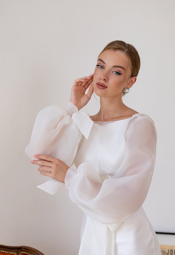 Half sleeve organza wedding wrap hotsell