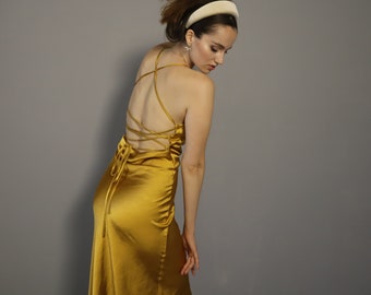 silk mustard dress