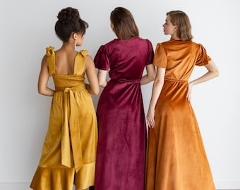 velvet bridesmaid dresses etsy Black Bridesmaid Velvet Dress High Quality Fabric Dress Luxury Dress Gown Maxi Square Neckline Long Sleeves