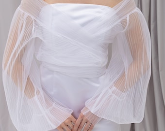 Coprispalle in tulle plissettato Copriabito da sposa Giacca da