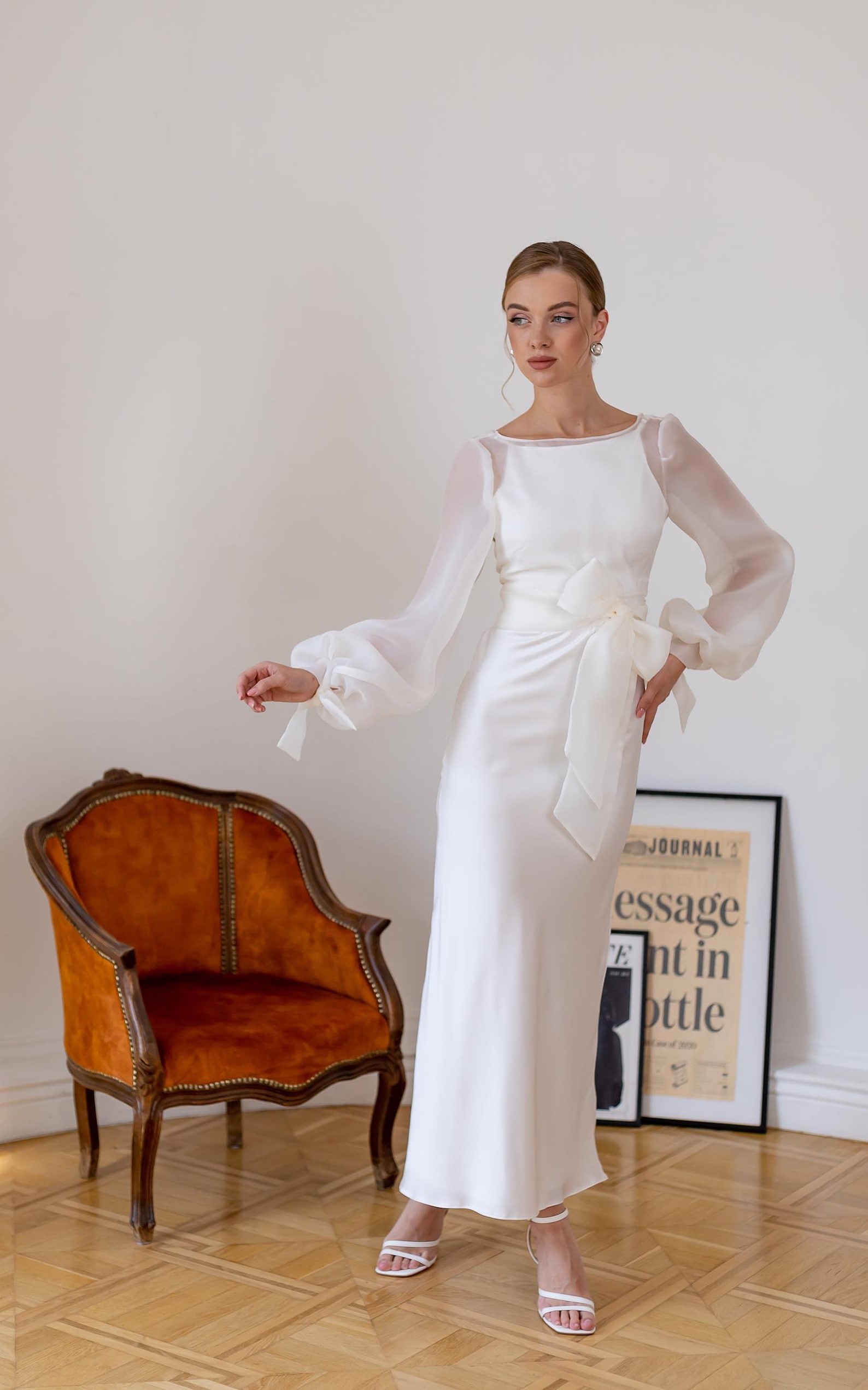 Organza Jacket, Bridal Dress Topper, Puff Sleeve Shrug, Bridal Cover Up ...