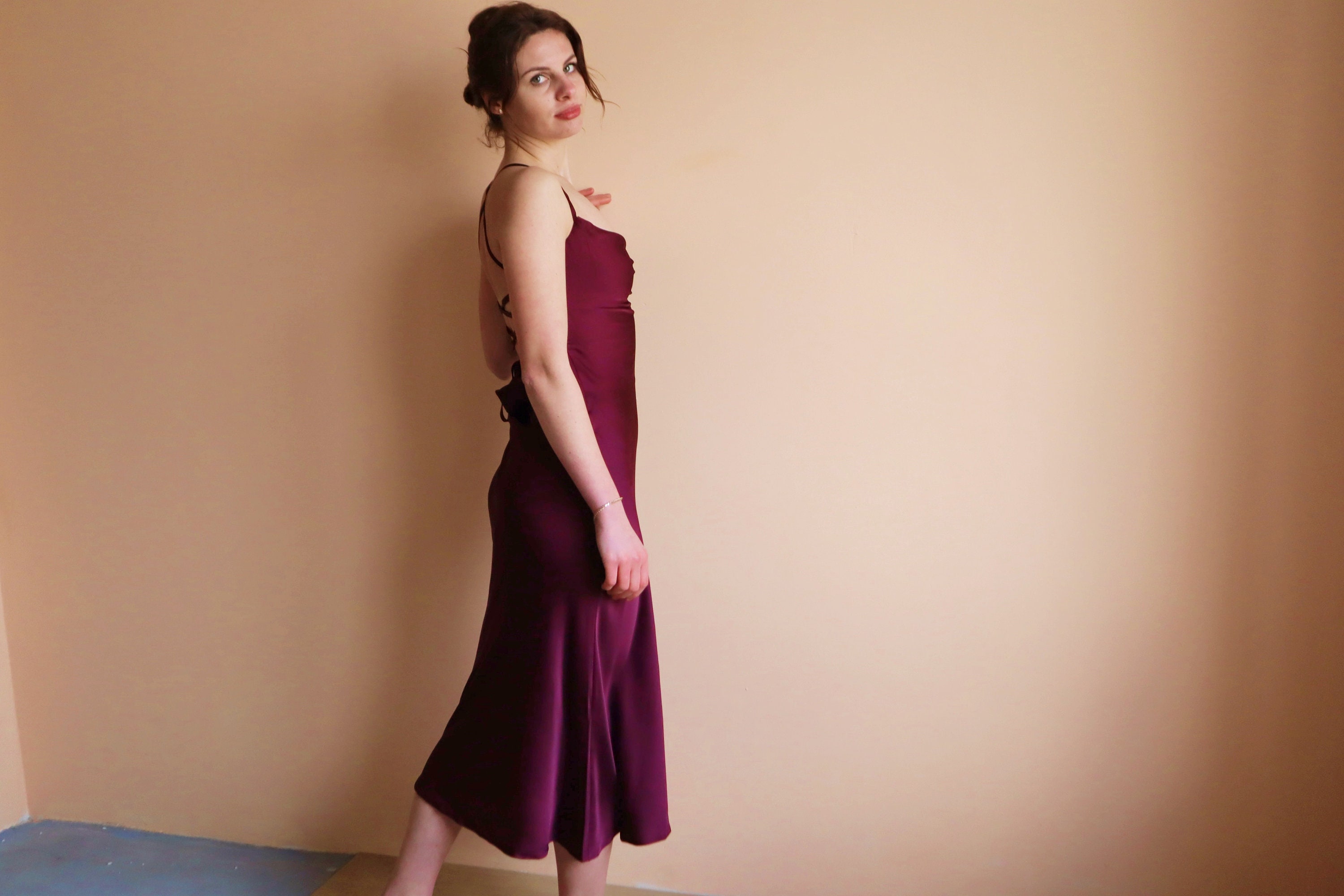 Silk Dress with Pintuck Waist (4958ST)