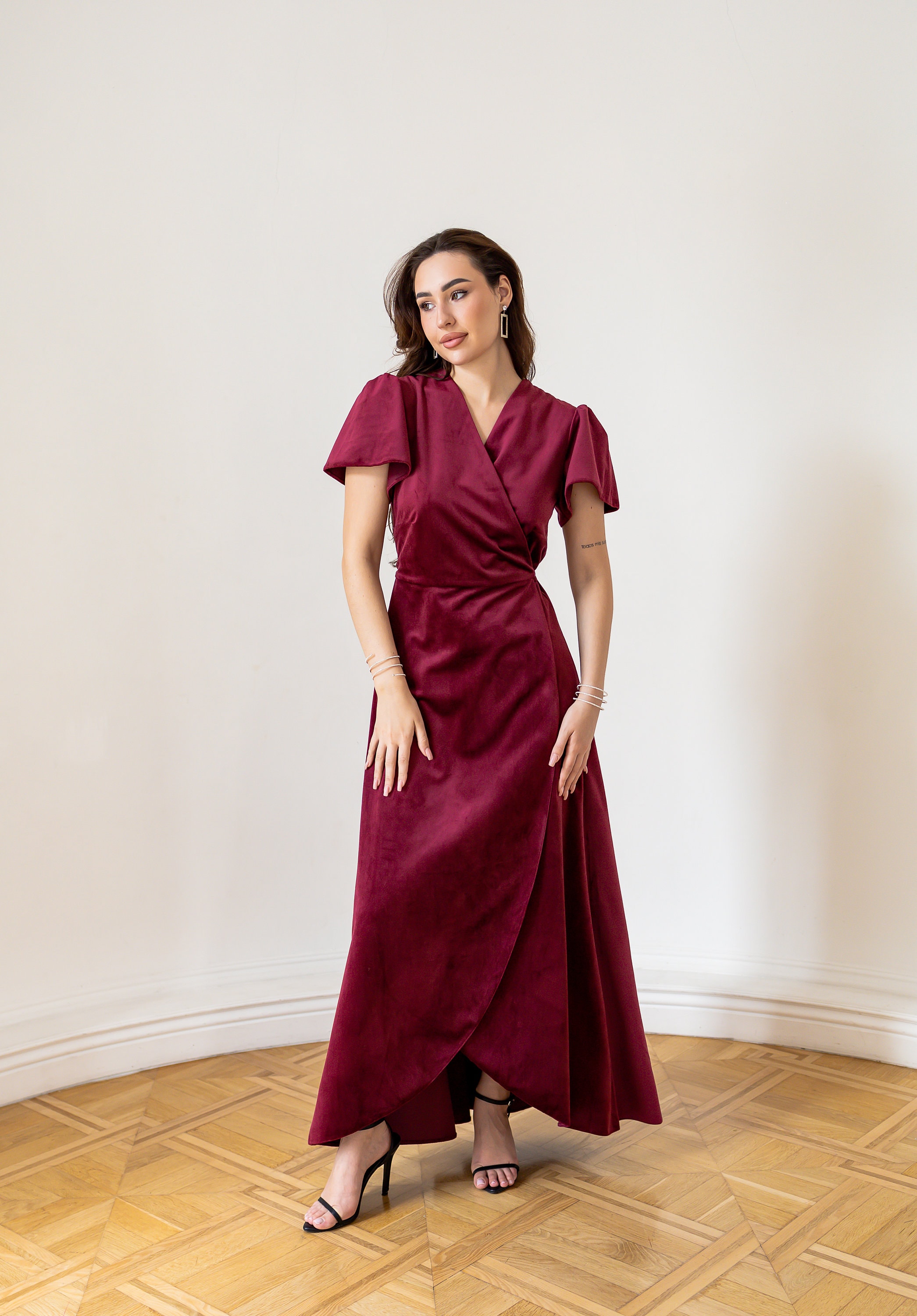 princess polly baby blue dress Formal Bridesmaid Dress Nola Simple A-Line Sleeveless Slit Long Velvet  Bridesmaid Dresses New Year's Eve Party Guest Dress main image 0