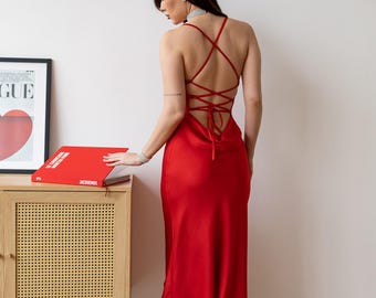 Buy Homecoming Dress Date Night Dress Red Dress Satin Red Midi Dress  Backless Dress Open Back Dress Hoco Dress Semi Formal Dress Chloe Dress  Online in India - Etsy