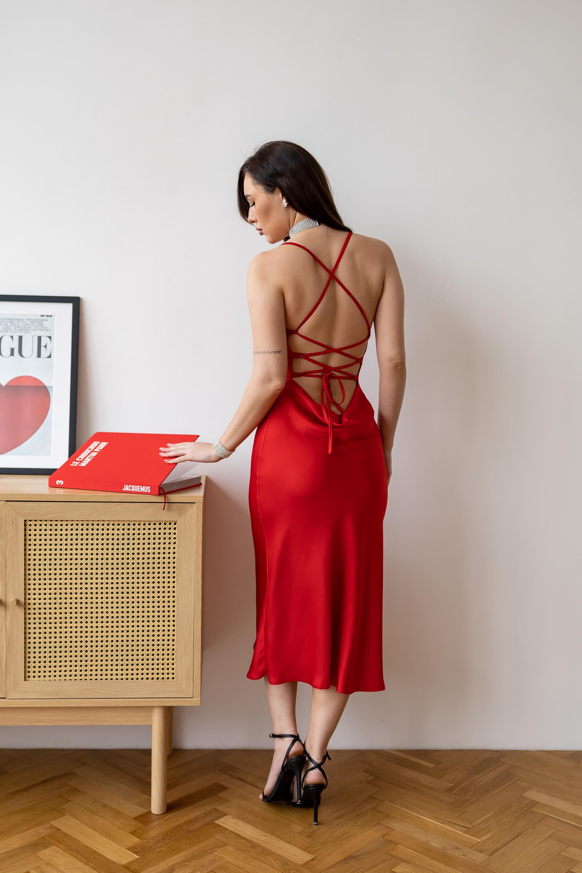 Homecoming Dress Date Night Dress Red Dress Satin Red Midi Dress Backless  Dress Open Back Dress Hoco Dress Semi Formal Dress Chloe Dress - Etsy