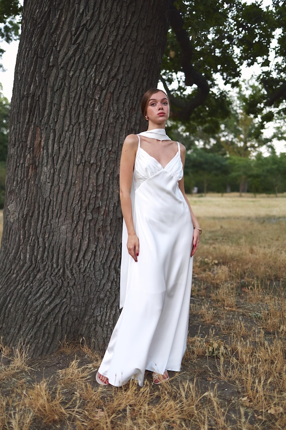 bridal shower dress with scarf DW1110 Sweetheart A-Line Chiffon Wedding Dresses With Neck Scarf TANYA BRIDAL