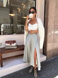 Satin skirt long Circle silk skirt wrap style Everyday satin skirt Casual satin skirt product logo