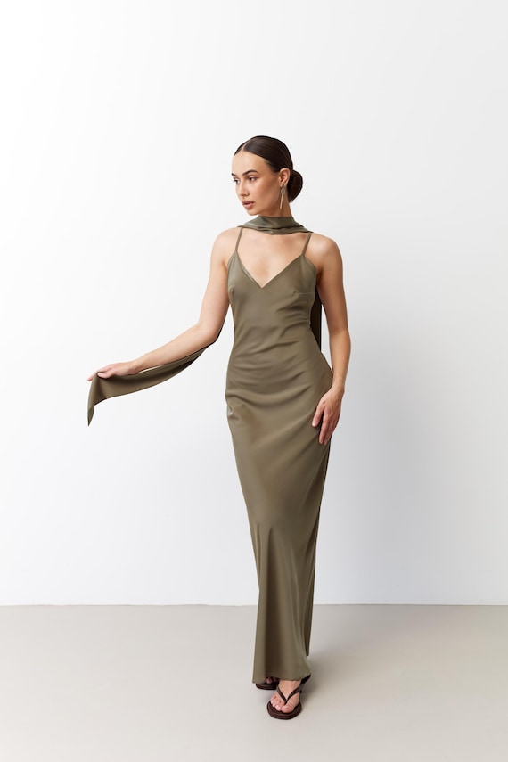 Mismatch Green Bridesmaid Dress Sage Green Dress Wedding Guest Dress Semi  Formal Midi Formal Gown Satin Dresses Coctail Party Outfit