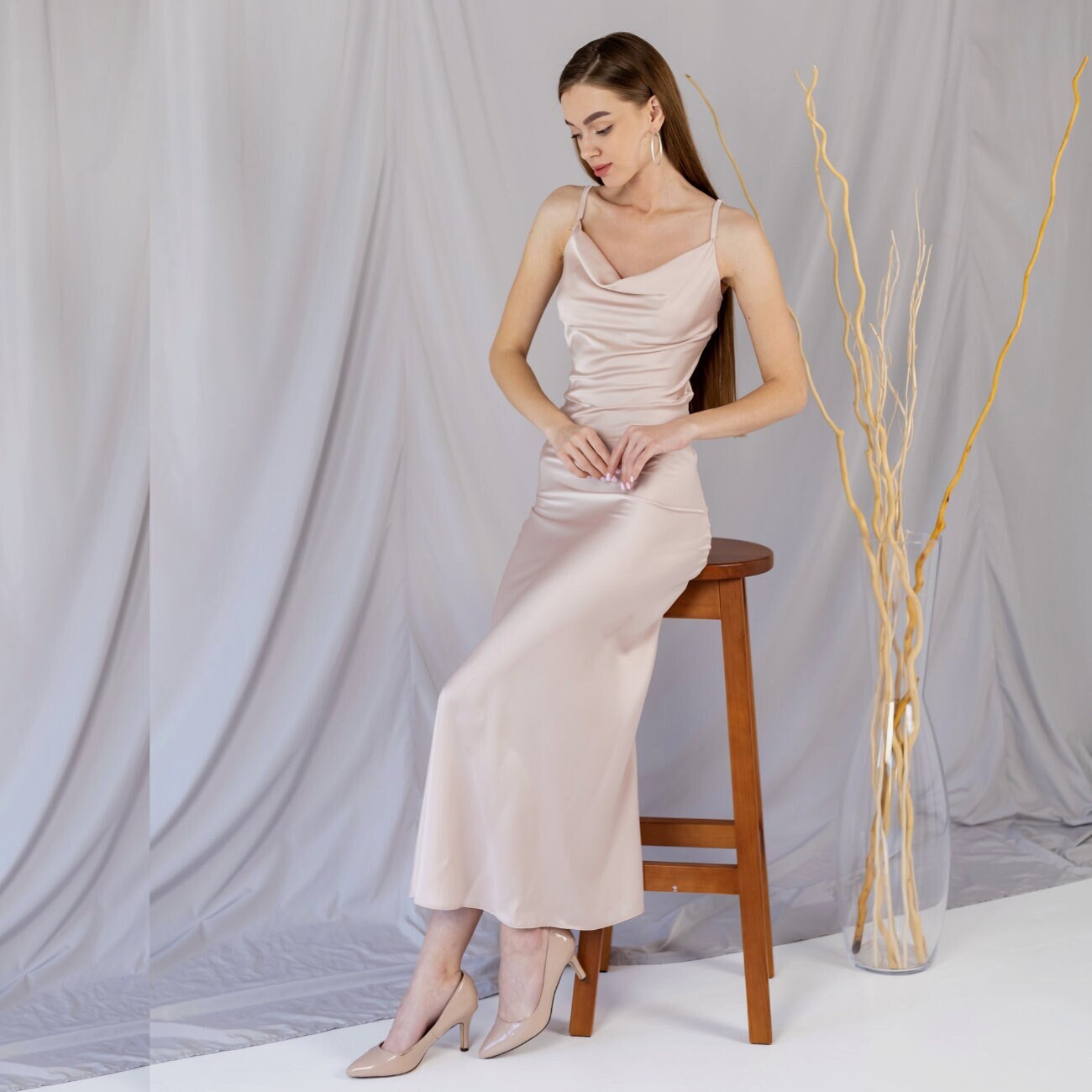Bridesmaid Dress Champagne Satin Slip Dress Cowl Neck Satin Midi Dress Backless Nude Bridesmaid Dress Satin Pastel Dress Kelly Dress - Etsy Bridesmaid Dress Champagne Satin Slip Dress Cowl Neck Satin Midi Dress Backless Nude Bridesmaid Dress Satin Pastel Dress Kelly Dress - Etsy