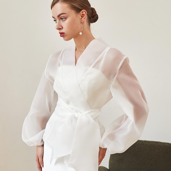Bolero de novia Vestido de novia Topper de manga larga Vestido de novia Chaqueta de novia shurg Vestido de novia Bolero de boda Organza