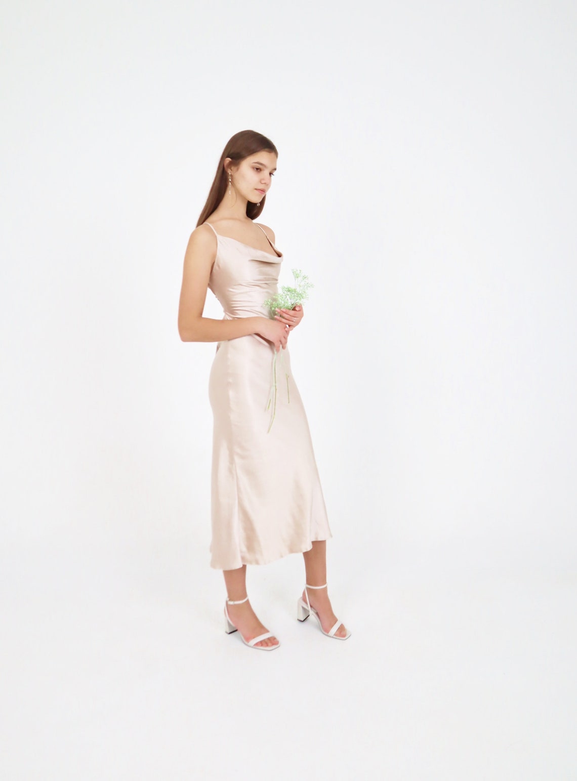 Charmed Cowl Slip Dress (Minted Sage)