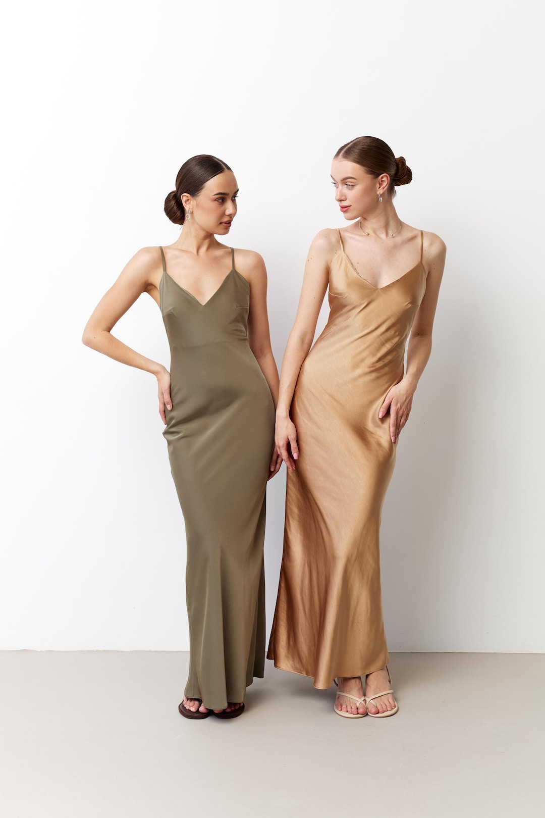 women's gold bridesmaid dresses Berylove Women Chiffon Bridesmaid Dress with Slit Yellow A Line Flutter Sleeve V-Neck Long Wedding Guest Dress, Yellow / US8 main image 1