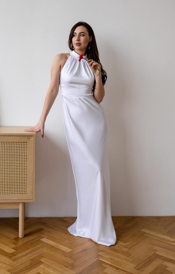 Prom Dress Pink Dress Halter Bridesmaid Dress Maxi Pink Dress Satin Long  Dress Full Length Satin Gown Bridesmaid Dress Satin Hannah Dress - Etsy
