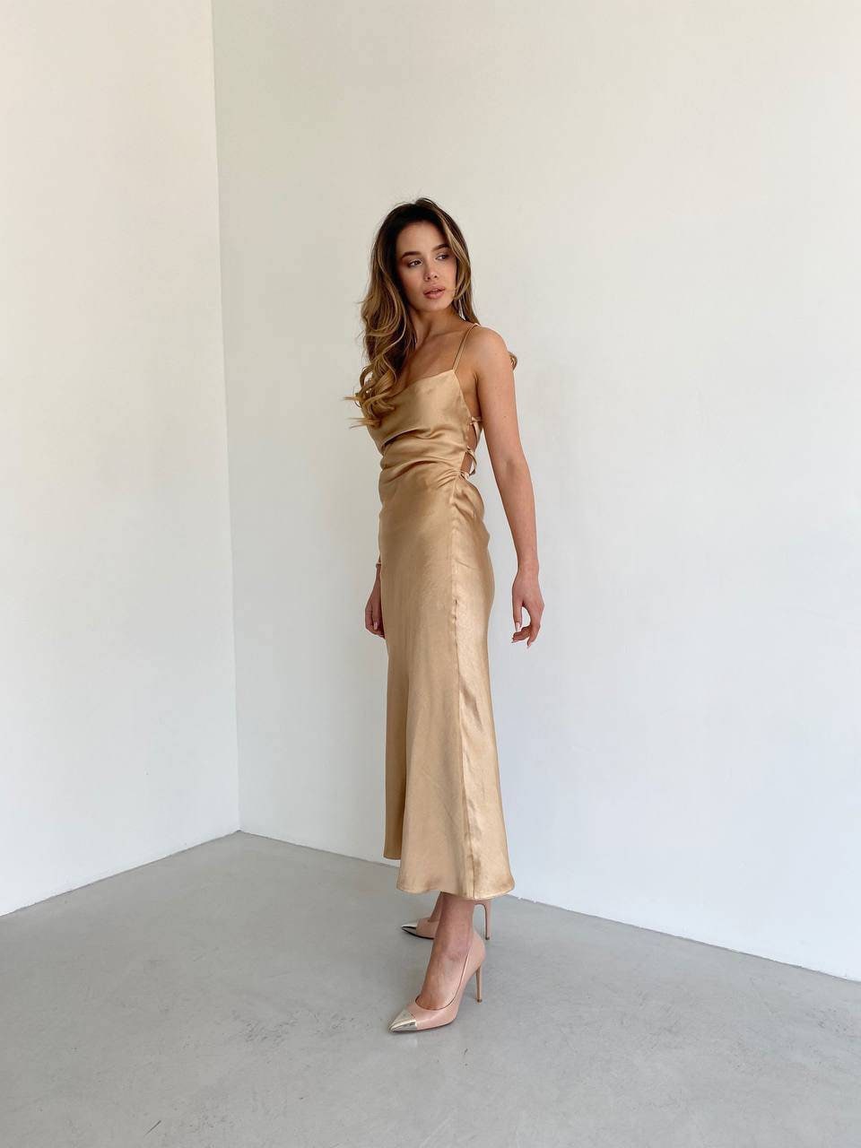 satin slip dress gold Metallic Satin Sexy Open Back Cowl Slip Maxi Dress gold from Rosa