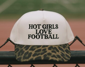 Hot Girls Love Football Leopard Hat| Football Hat | Embroidered Hat | Game Day Hat | Game Day Outfits | Tailgate Hat | Sunday Funday