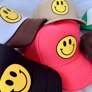 Smiley Trucker Hat | Trucker Hat | Summer Trucker Hat | Pool Hats | Smiley Face Hat | Beach Hat | River Hat | Gifts For Her |
