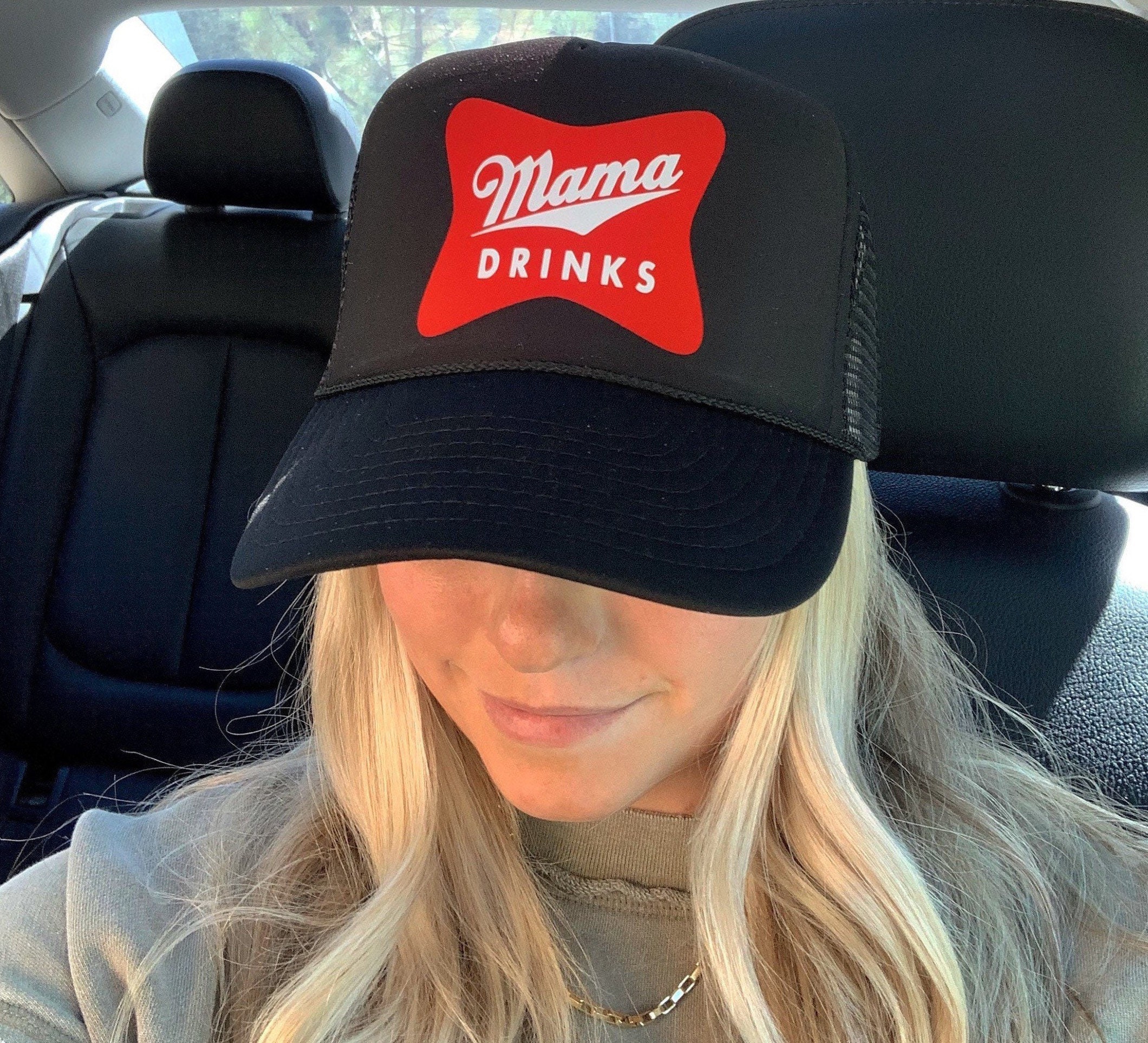 Mama Drinks Trucker Hat Miller Beer 