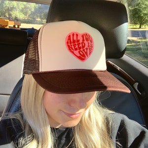 All You Need Is Love Trucker Hat | Trucker Hat | Summer Trucker Hat | Pool Hats | Heart Hat | Beach Hat |  | Gifts For Her |