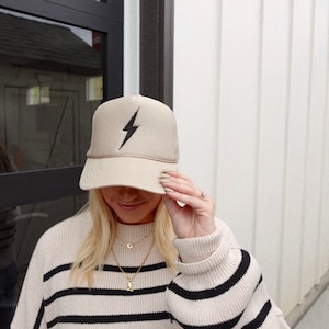 Casquette trucker brodée éclairs | Casquette de camionneur d&#39;automne | Casquette trucker tendance | Casquette trucker simple | Casquette trucker Howdy |