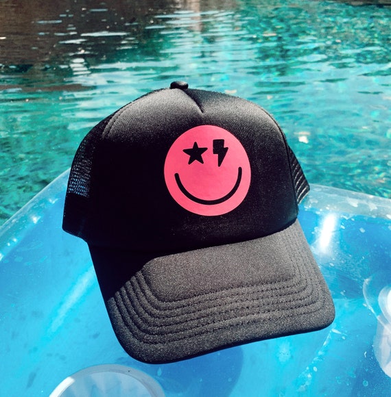 Smiley Trucker Hat Trucker Hat Summer Trucker Hat Pool Hats Smiley
