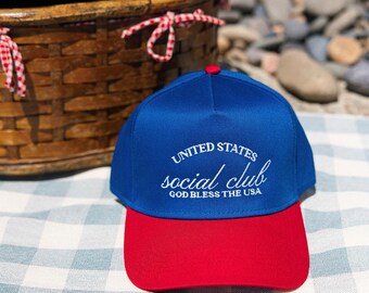 United States Social Club | Embroidered Hat | Summer Trucker Hat | Country Festival Outfit | Country Hat | 4th Of July Hat | Howdy Hat |