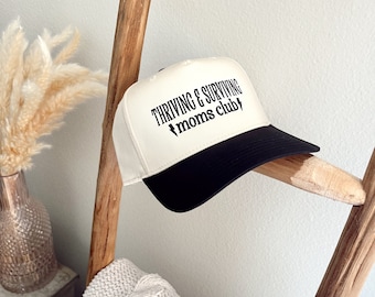 Thriving & Surving Moms Club  Embroidered Trucker Hat | Weekend Hat | Fall Trucker Hat | Mom Hat | Trendy Trucker Hat | Hats For Moms |