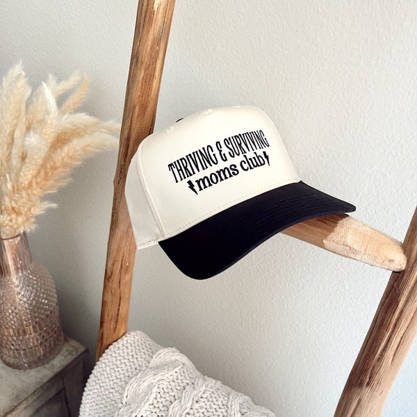 Thriving & Surving Moms Club Gestickter Fernlastfahrer-Hut | Wochenende Hut | Herbst Trucker Cap | Mom Hat | Trendige Trucker Cap | Hüte für Mütter |