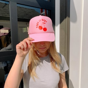 Cherry Trucker Hat | Trendy Trucker Hat | Summer Trucker Hat | Pool Hats | Cherry Hat | Beach Hat |  | Gifts For Her |