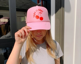 Cherry Trucker Hat | Trendy Trucker Hat | Summer Trucker Hat | Pool Hats | Cherry Hat | Beach Hat |  | Gifts For Her |