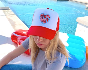 USA Howdy Honey Trucker Hat | USA Trucker Hat | Summer Trucker Hat | Pool Hats | 4th Of July Hat | Beach Hat |  | USA 4th Of July |