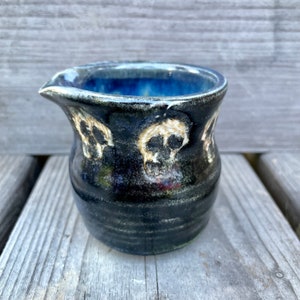 Handmade ceramic small skull pitcher