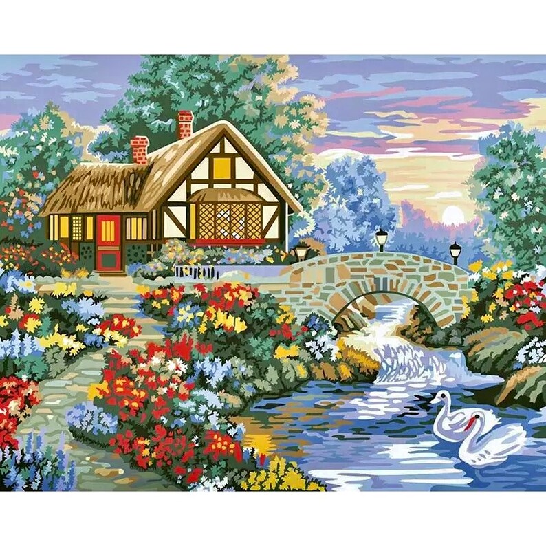 Diy Paint by Numbers With Frame Vintage on Canvas DIY Etsy UK