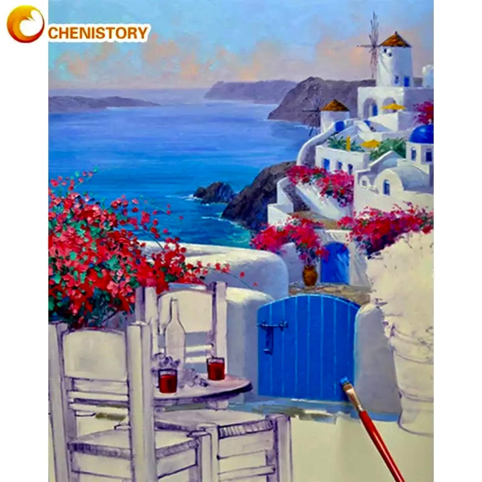 DIY Paint by Numbers Santorini on Canvas 3 Diy Painting Kit Etsy UK