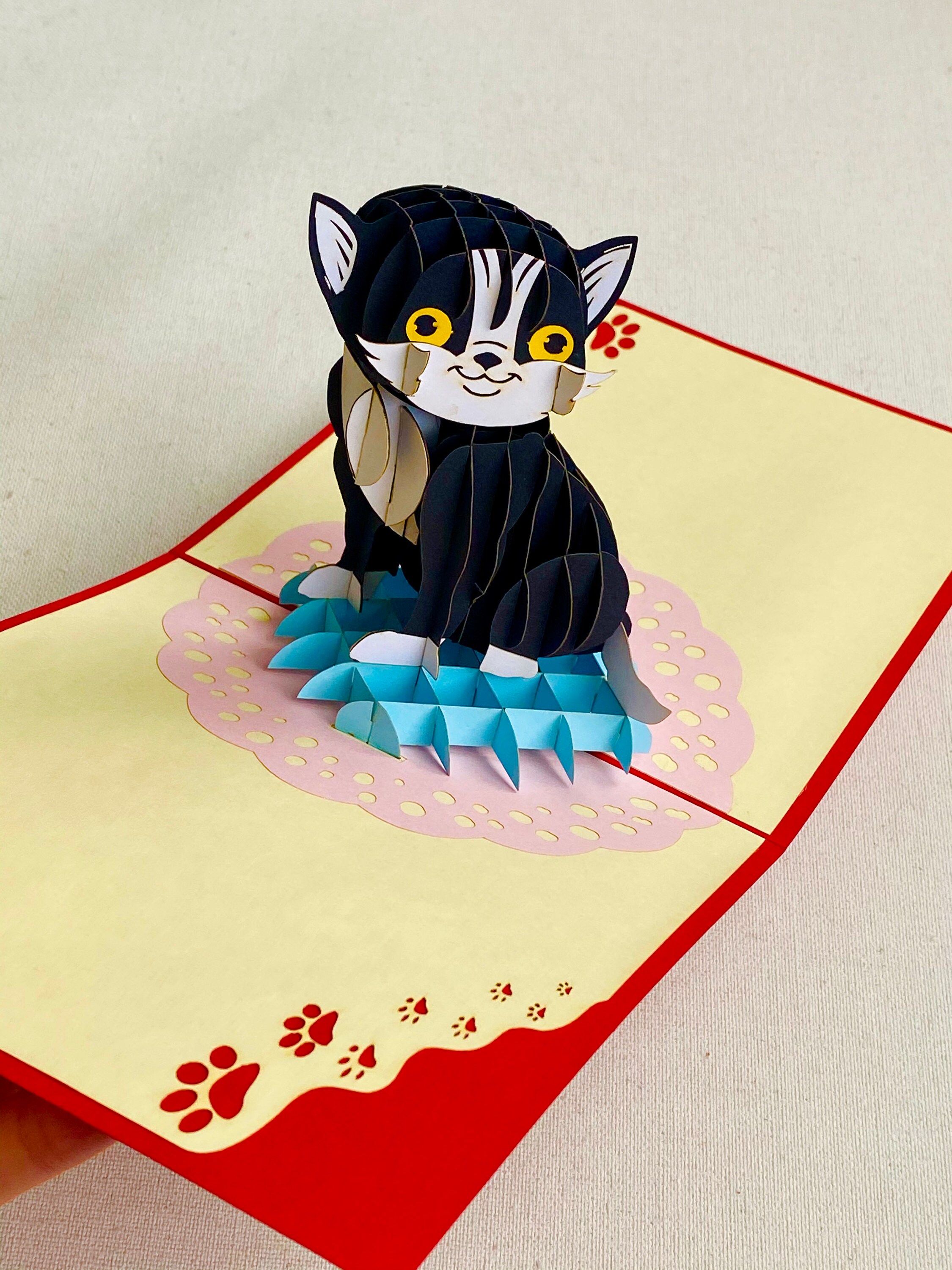 Katze Pop-up-Karte Katze 3D-Karte Katze Geburtstag | Etsy